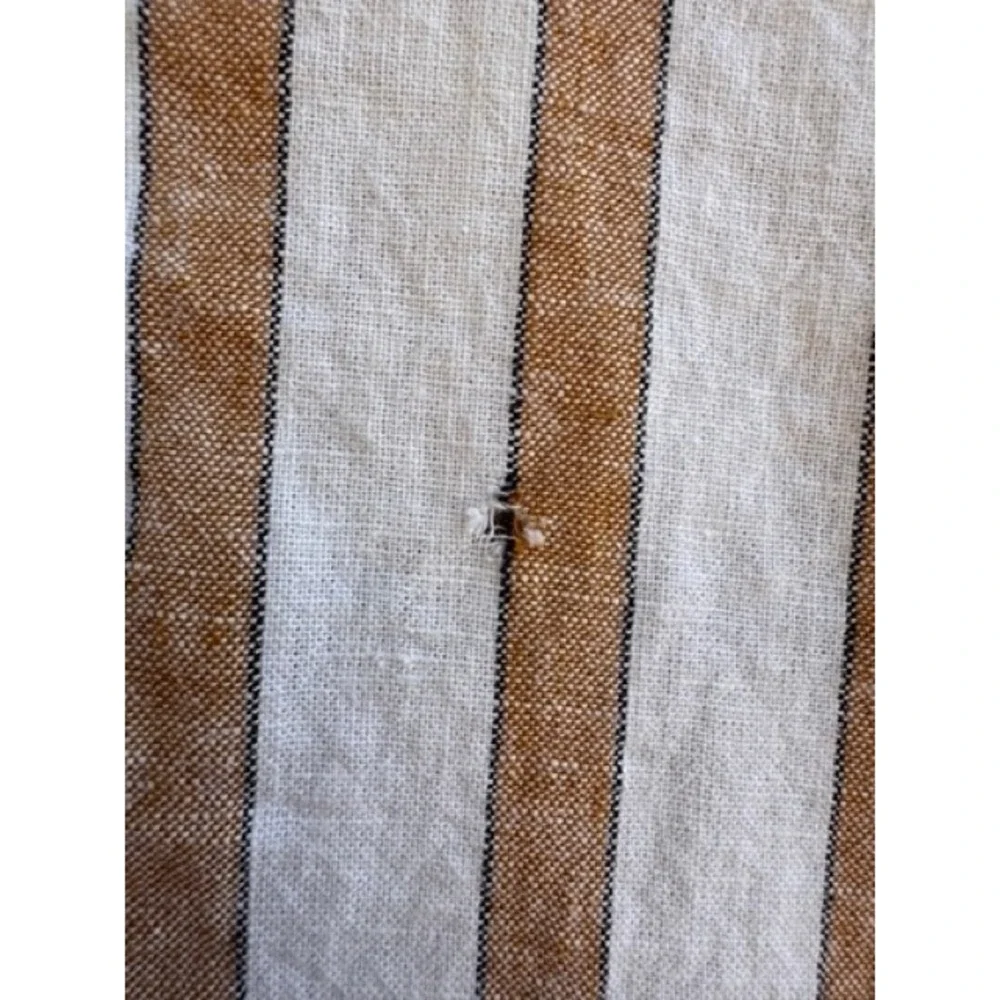 Zara Women Tan White Striped Linen Romper XS Minimalist Nautical Casual Beach